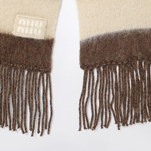 Miu Miu Striped wool scarf with fringes